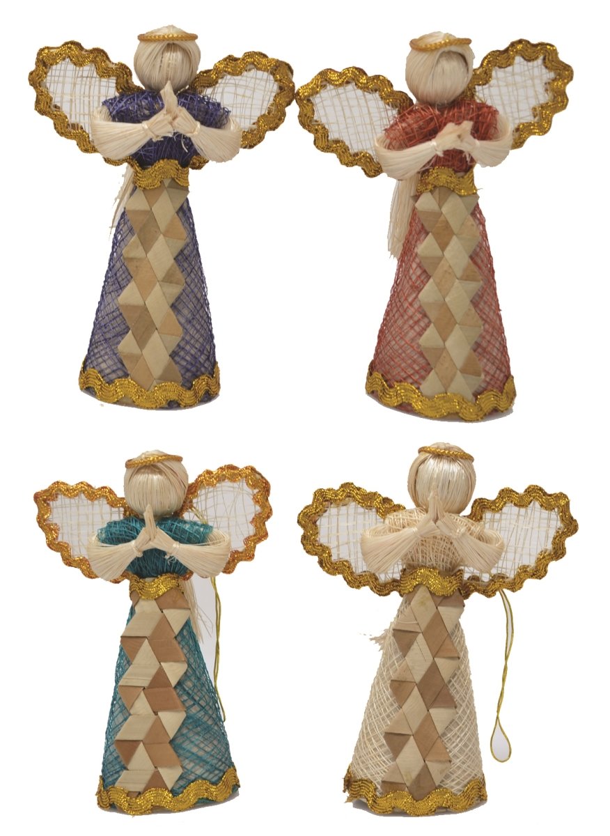 Picture of Brushart ANGEL01724 Claire Angel Figurines with Buri Center Trim Natural 4 in. - 4 Piece 