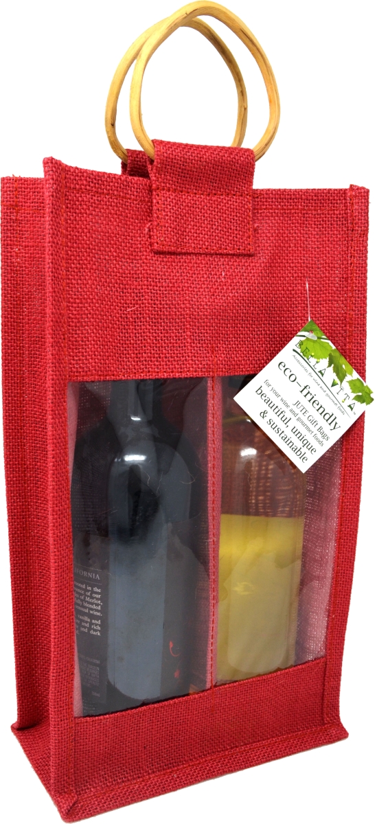 Picture of Bella Vita J2RED Red Jute Two Bottle Bag