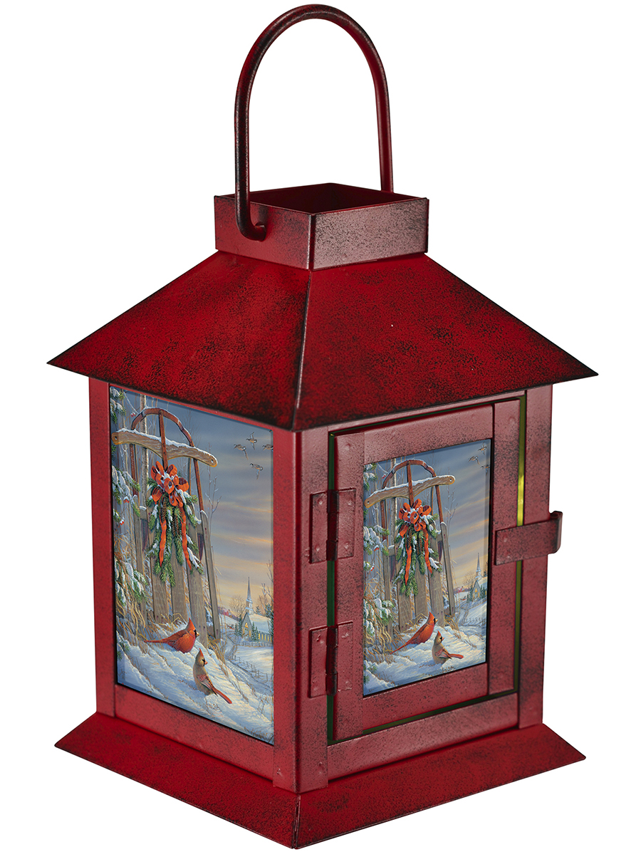 Picture of Mark Feldstein MFLN6WWST Wintertime Sleigh Cardinals Lantern