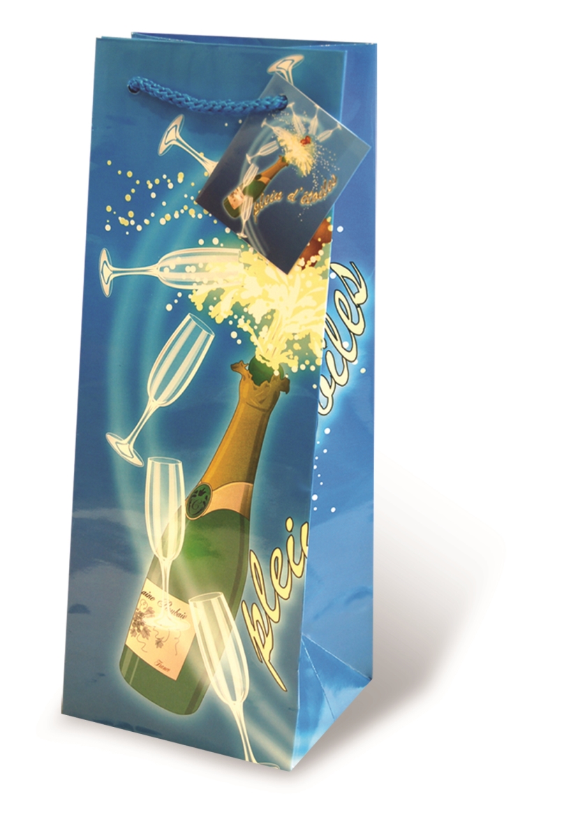 Picture of Wrap-Art 17087 Champagne Stars Papper Bag with Plastic Rope Handle 