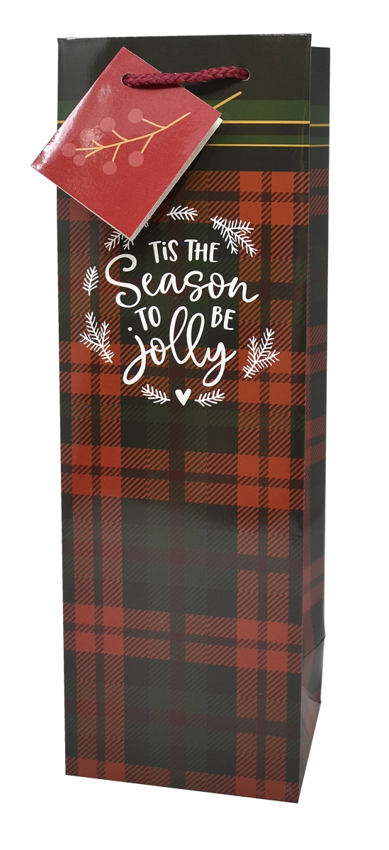 Picture of Bella Vita P1FLANNEL Christmas Flannel Wine Bag