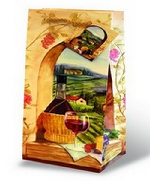 Picture of Wrap-Art 17081 Tuscan Vineyard Wine Bottle Gift Bag 