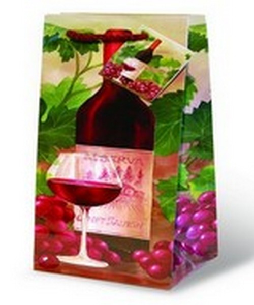 Picture of Wrap-Art 17083 Wine &amp; Grapes Wine Bottle Gift Bag Red 