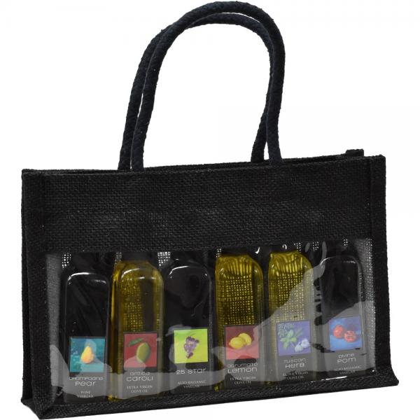 Picture of Bella Vita OJ6SAMPLERBLACK 2 oz Jute Sample Bottle Olive Oil Bag  Black 