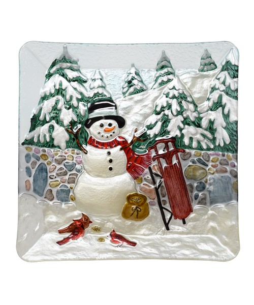 Picture of Gift Essentials GE1012 Cobane Stonewall Snowman Glass Platter 