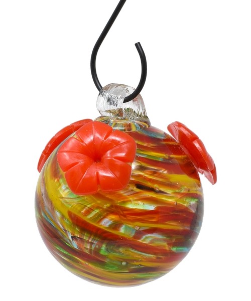 Picture of Gift Essentials GEHF010 Rainbow Swirl Glass Hummingbird Feeder 