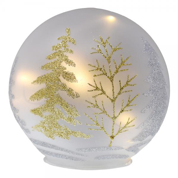 Picture of Gift Essentials GE3027 6 in. Tree Design Glass LED Globe&#44; Silver & Gold