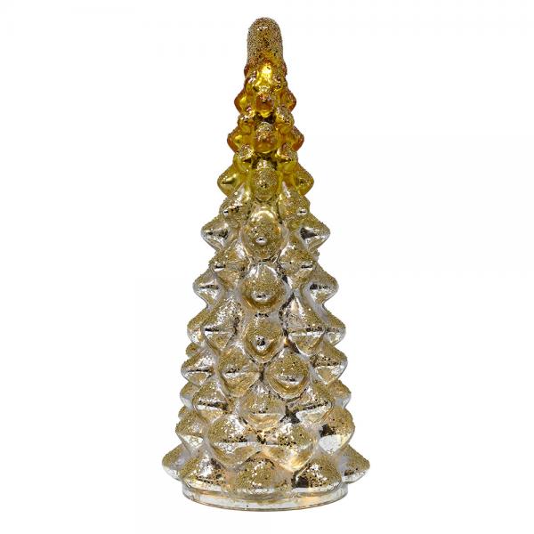 Picture of Gift Essentials GE3028 Mercury Glass LED Tree&#44; Gold & Silver - Small