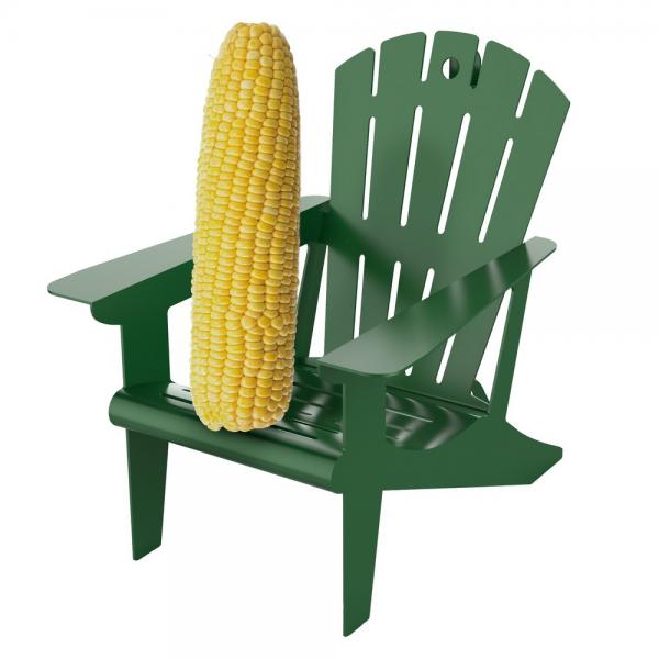 Picture of Distributed by Backyard E BE182 Hunter Green Metal Adirondack Chair Squirrel Feeded