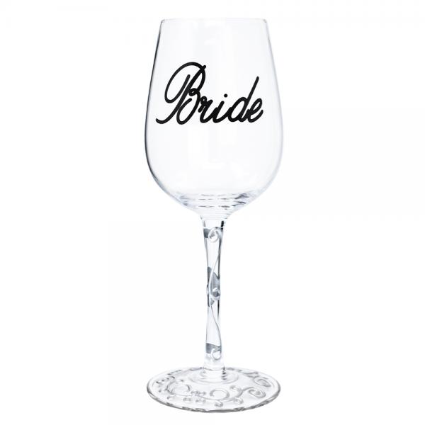 Picture of Bottoms Up 2186 Wine Glass Bride with Scroll Design Stem