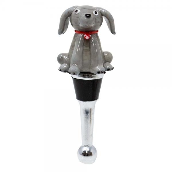 Picture of LS Arts BS-302 Glass Gray Dog Bottle Stopper