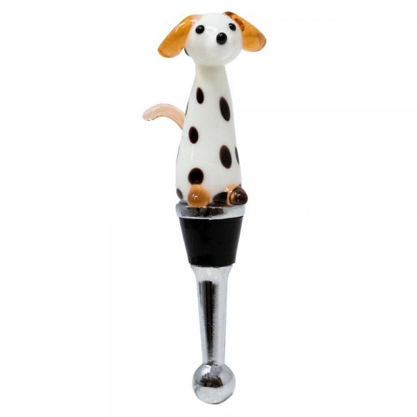 Picture of LS Arts BS-303 Glass Tall Spotted Dog Bottle Stopper