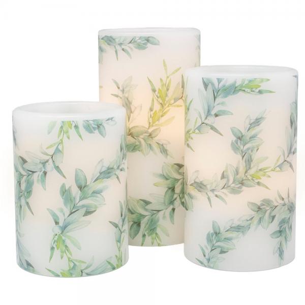 Picture of Gift Essentials GE1038 Greenery Bough LED Candle Set - 3 Piece