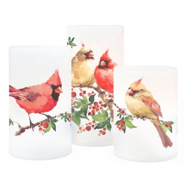 Picture of Gift Essentials GE1039 Cardinal Pair LED Candle Set - 3 Piece