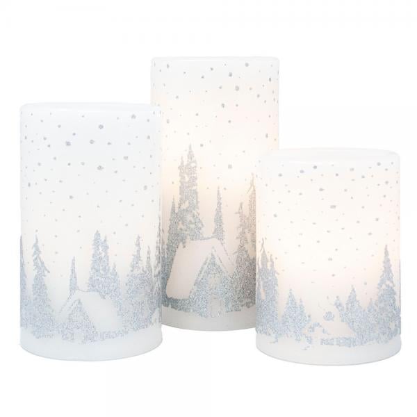 Picture of Gift Essentials GE1040 Winter Woodland LED Candle Set - 3 Piece