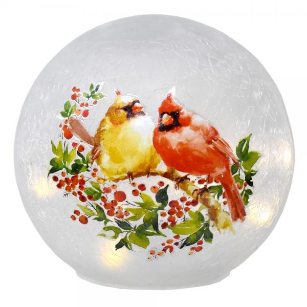 Picture of Gift Essentials GE3078 6 in. Cardinal Pair LED Crackle Glass Globe