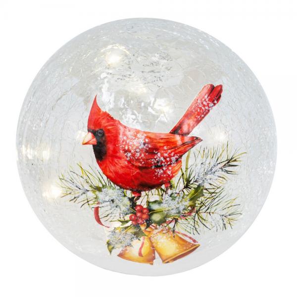 Picture of Gift Essentials GE3044 6 in. Bells & Cardinal LED Crackle Glass Globe