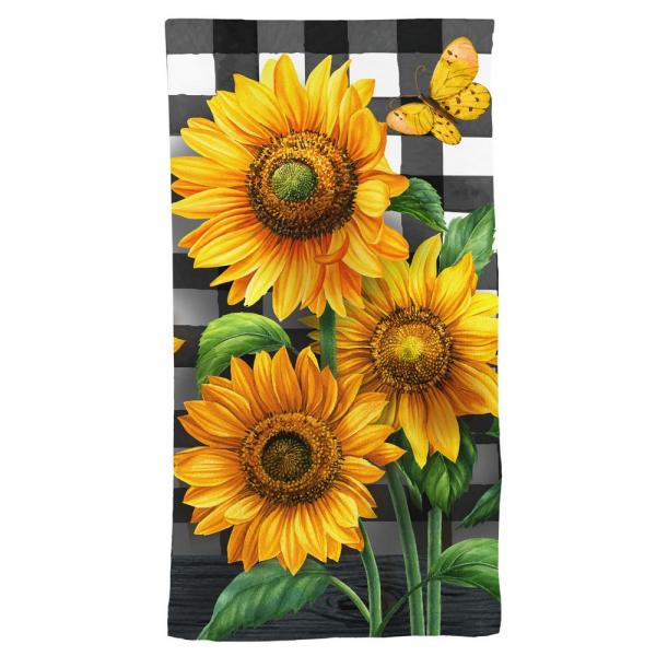 Picture of Gold Crest Distributing BLHT01731 Checkered Sunflowers Hand Towel