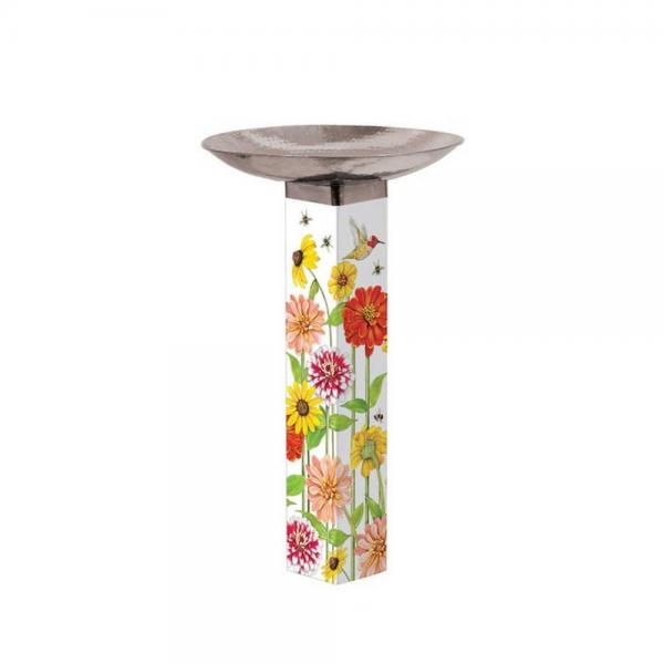 Picture of Magnet Works MAILBB1026 Birds & Bees Bird Bath Art Pole with Stainless Steel Topper Plus Freight