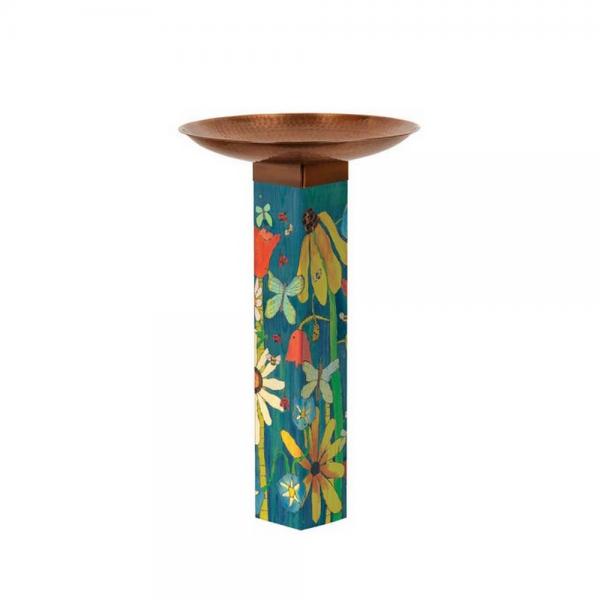 Picture of Magnet Works MAILBB1027 Earth Laughs in Flowers Bird Bath Art Pole with Copper Topper Plus Freight