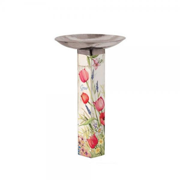 Picture of Magnet Works MAILBB1030 Bloom with Grace Bird Bath Art Pole & Stainless Steel Topper Plus Freight