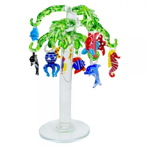 Picture of Gift Essentials GE519 6.69 in. Glass Palm Tree with Coastal Ornaments