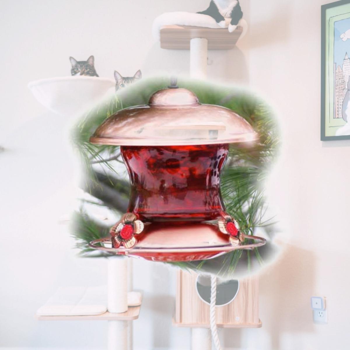 Picture of Woodlink Audubon Series WLH5 Brushed Copper Hummingbird Ruby Glass Bird Feeder