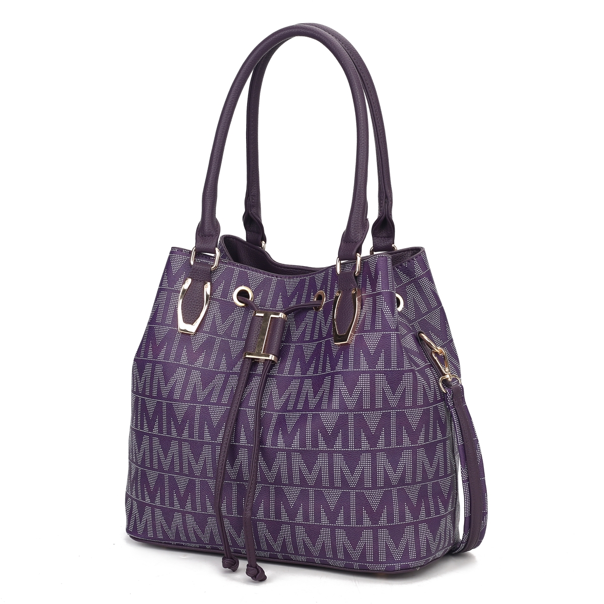 MKF Collection by Mia K MKF-BM3356DPL Womens Jane Vegan Leather Fashion Shoulder Purse Tote Bag, Dark Purple