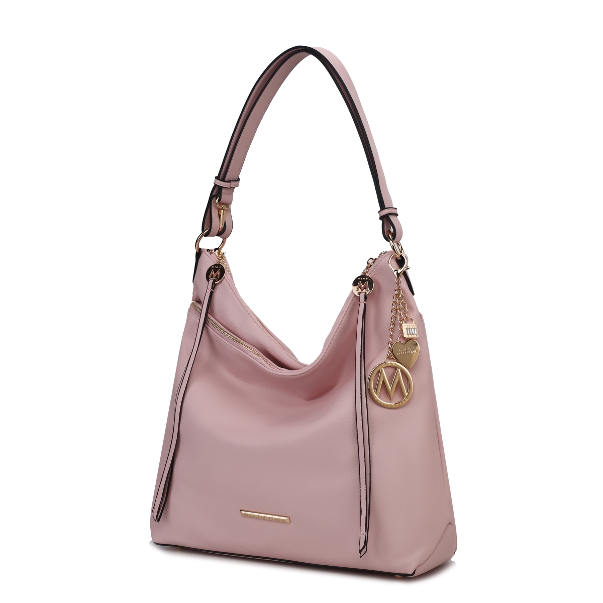 MKF Collection by Mia K MKF-X666D-PK Womens Elise Vegan Leather Fashion Shoulder Purse Hobo Bag, Pink
