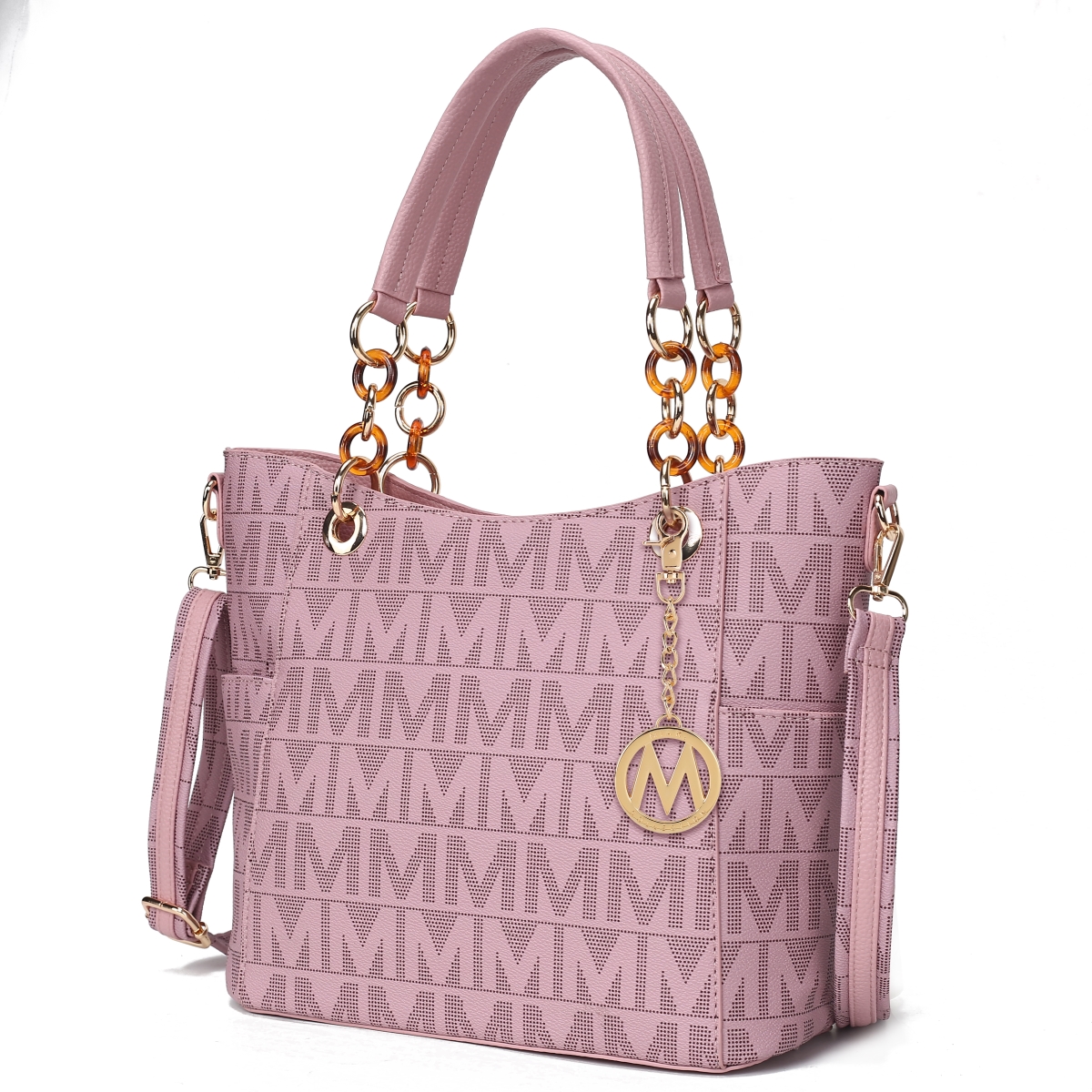 MKF Collection by Mia K MKF-BM3337PL Womens Kissaten Milan M Signature Vegan Leather Fashion Shoulder Purse Tote Bag, Purple