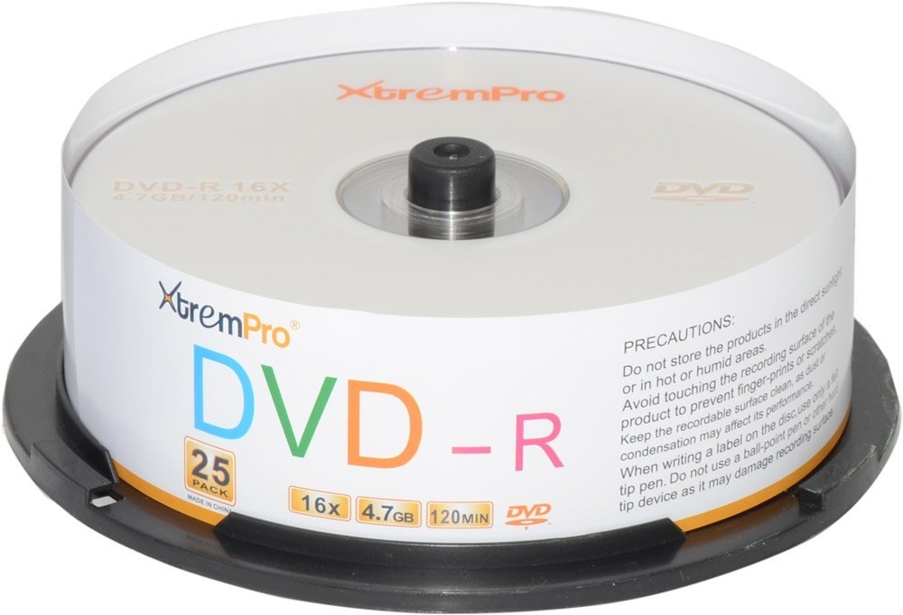 Picture of Xtrempro 11031 DVD-R 16X 4.7GB 120Min DVD Blank Discs in Spindle - Pack of 25