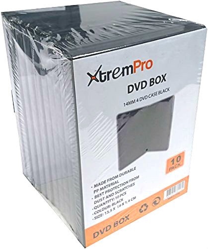 Picture of Xtrempro 11083 CD DVD Blu-Ray Jewel Storage Replacement Box, Black - 4 Disc Spac per Case - Pack of 10