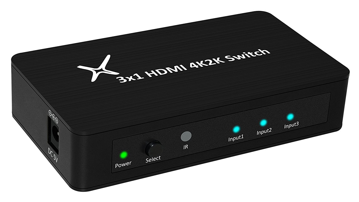 11106 HDMI Switch Ultra Slim 3-in-1 Out Aluminum Switch with IR Remote - Black