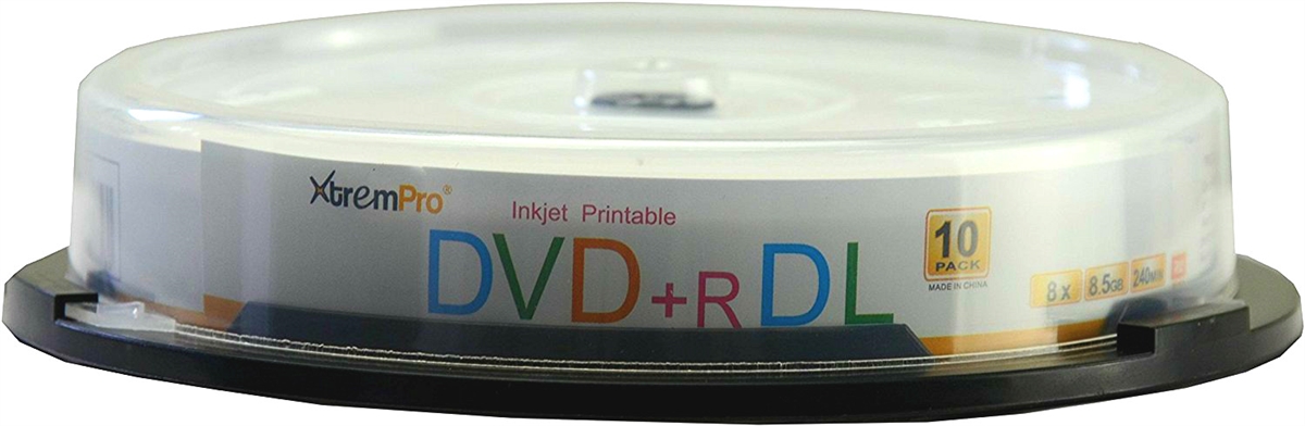 Picture of Xtrempro 11125 DVD-R DL 8X 8.5GB 240 Min Recordable with White Inkjet Printable Layer Blank Discs in Spindle - Pack of 10