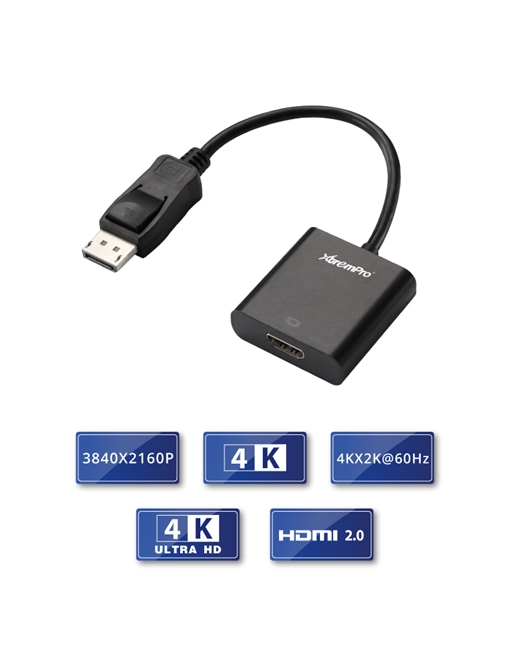 Picture of Xtrempro 11164 Displayport to HDMI Adapter 2.0 4K DP to HDMI Adapter 3840 x 2160 at 60 Hz