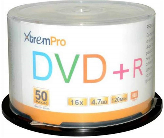 Picture of Xtrempro 11026 DVD Plus R 16X 4.7GB 120 Minute Recordable DVD with Blank Discs Spindle - Pack of 50
