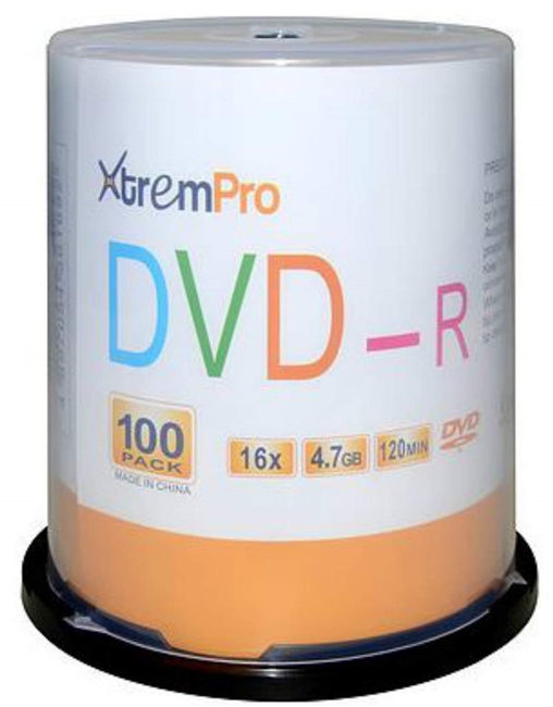 Picture of Xtrempro 11033 DVD-R 16X 4.7 GB 120 Minute DVD with Blank Discs Spindle - Pack of 100