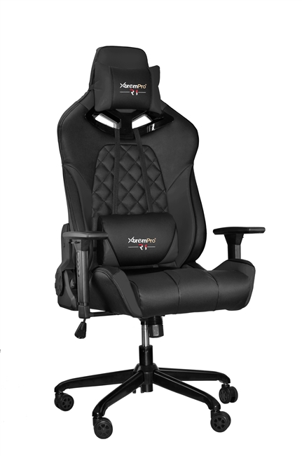 Picture of Xtrempro 22042 Leather RGB Lighted Gaming Race Style Office Chair with Ergonomic Swivel Seat Headrest & Lumbar Pillows R1 - Black