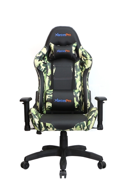 CamoGRN Camo Chair High Backrest Ergonomic Gaming Office Computer Adjustable Recliner, Swivel Seat Green Camouflage Leather -  Xtrempro