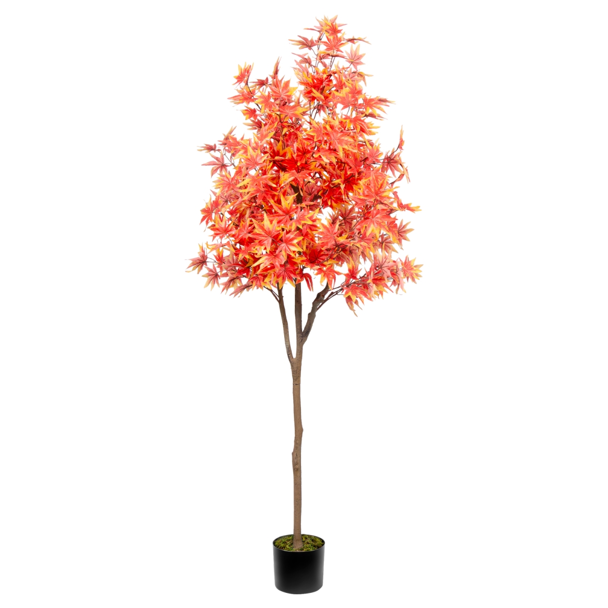 GS-01RMT-6FT-Red Artificial Maple Tree 6FT with Red Leaves, Realistic Faux Autumn Maple Tree with Planter