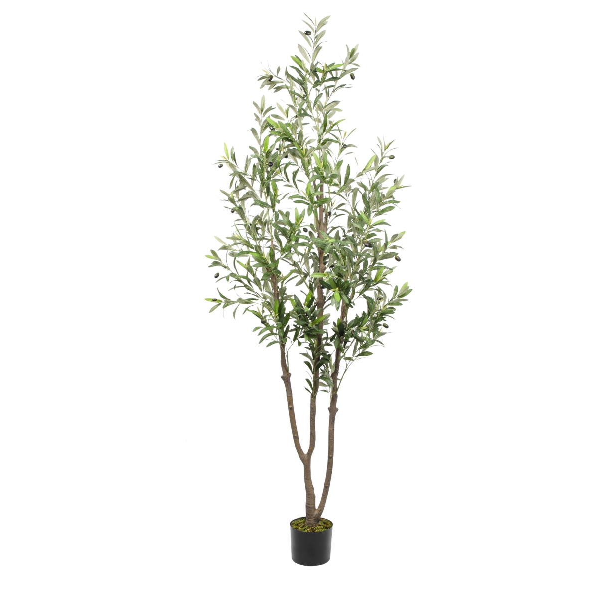 GS-01OT-7FT-03Branches Artificial Olive Tree 7FT with Three Branches, Realistic Faux Olive Tree with Pot