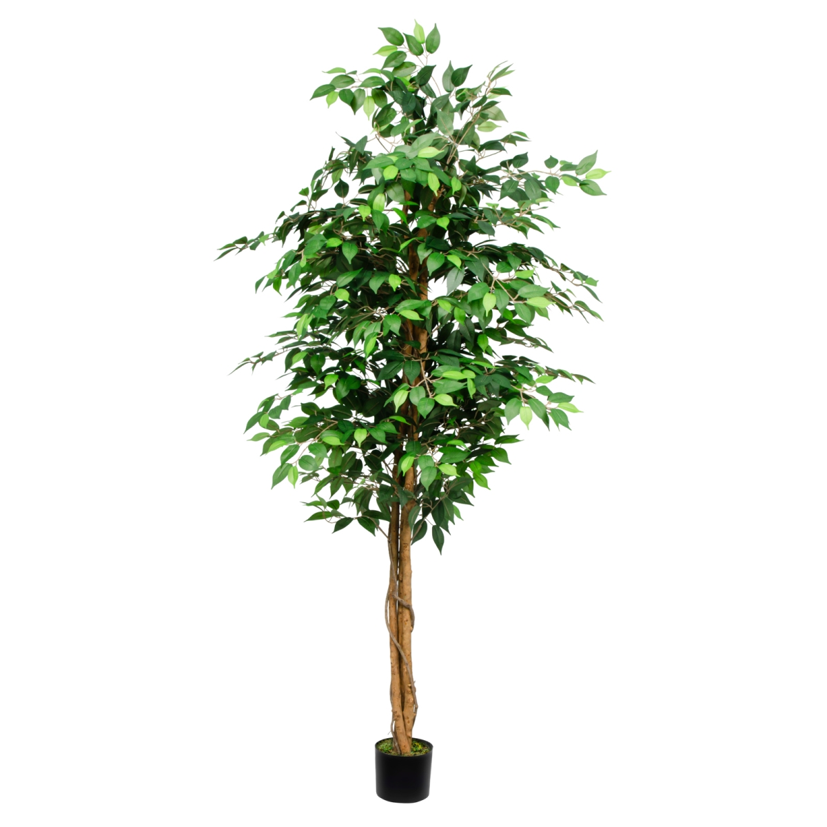 GS-01FT-7FT-Black Artificial Ficus Tree 7FT with Black Pot, Realistic Faux Indoor Tree