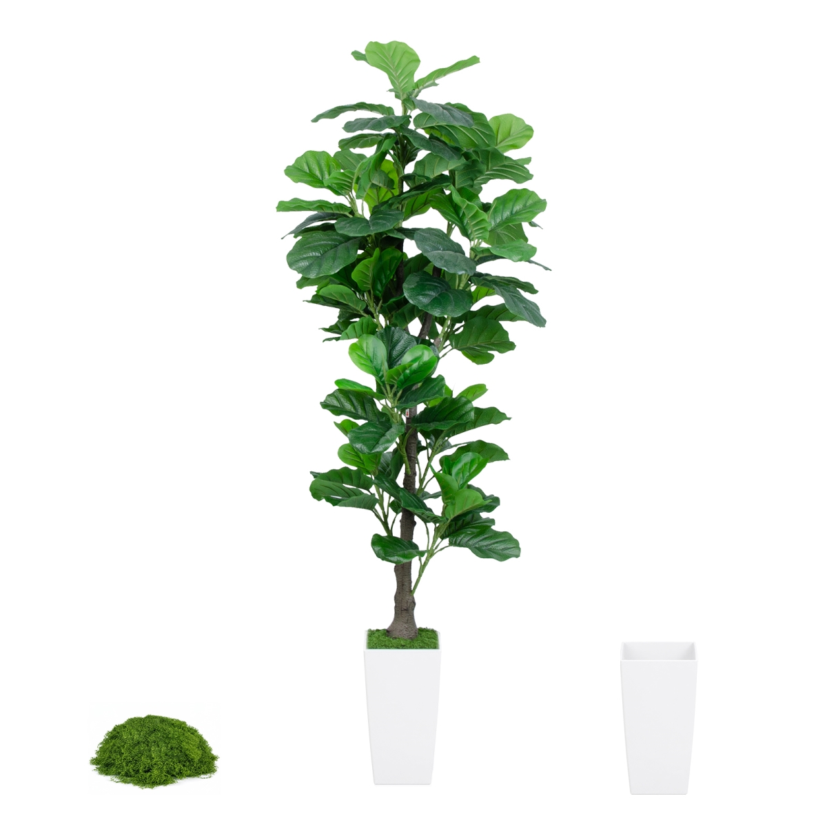 GS-01FL-6FT-SingleStem Artificial Ficus Lyrata 6FT, Realistic Faux Fiddle Leaf Fig Tree with White Pot-Single Stem