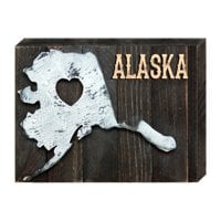 I Love Alaska State Art on Board Wall Decor