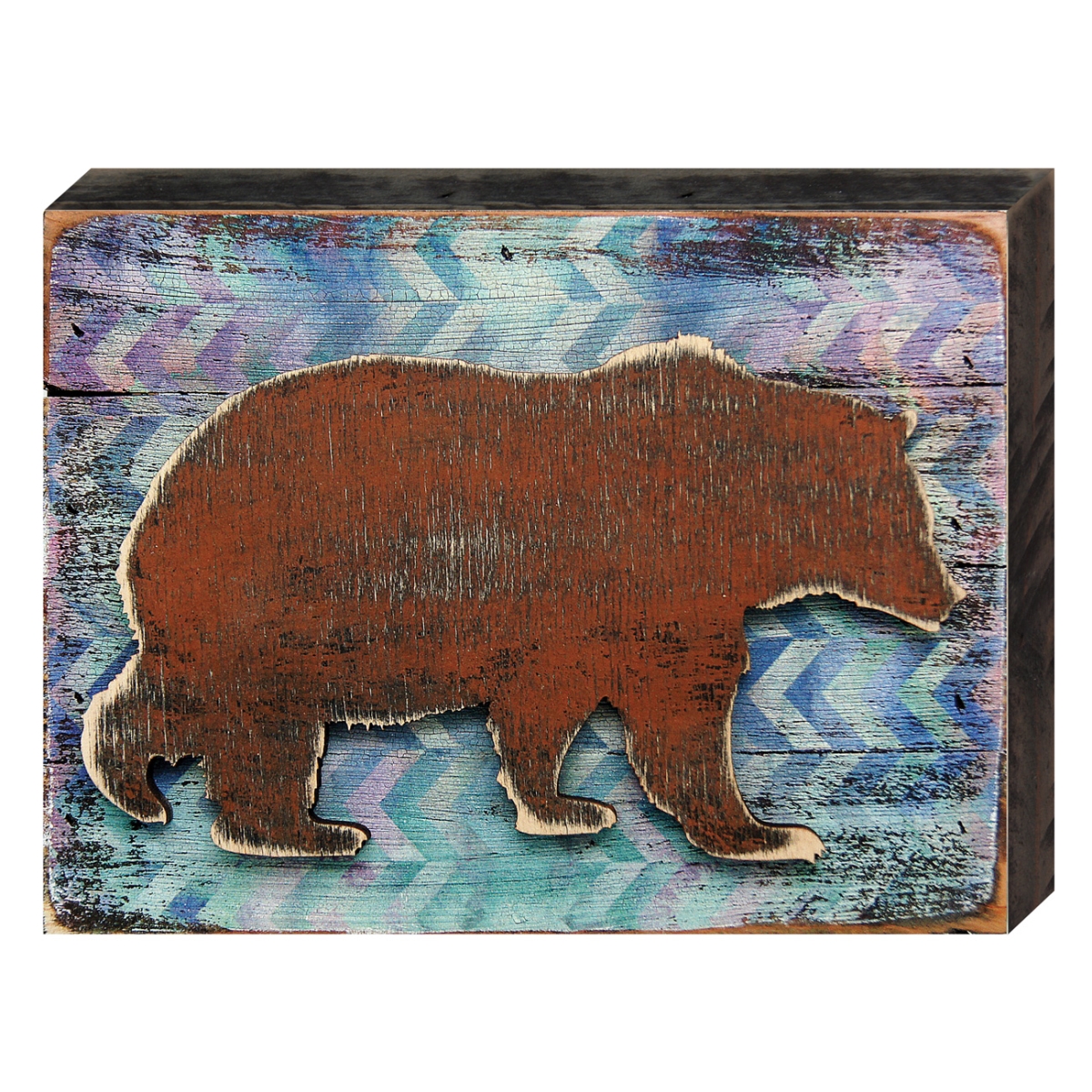 Brown Bear Rustic Art on Board Wall Decor, UV Protective Coat