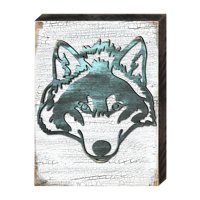 Vintage Wolf Face Art on Board Wall Decor