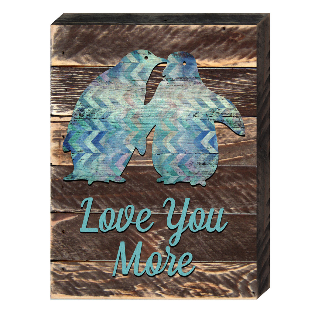 Love You More Penguins Art on Board Wall Decor