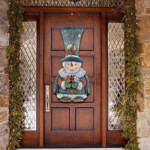 Picture of G.DeBrekht 8116420M Wooden Old World Christmas Snowman Decorative Hanging or Freestanding Figurine for Home &amp; Garden