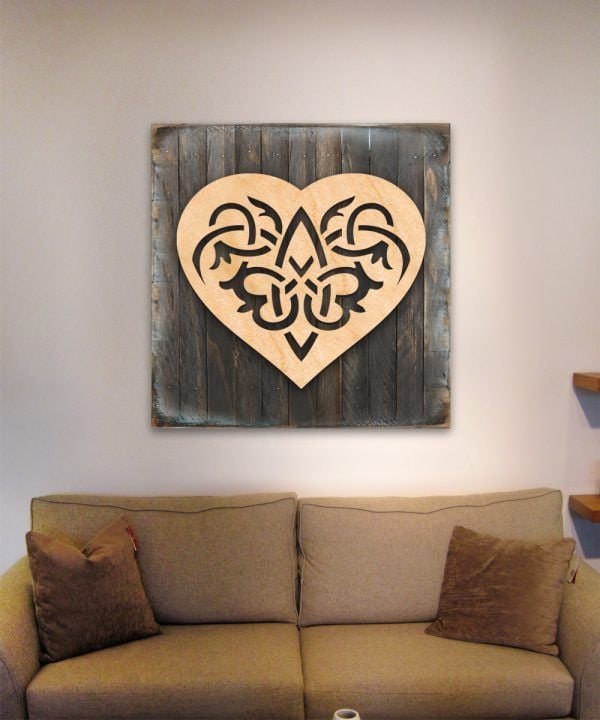 Heart Block Decor - Celtic Spiral Heart Art on Board