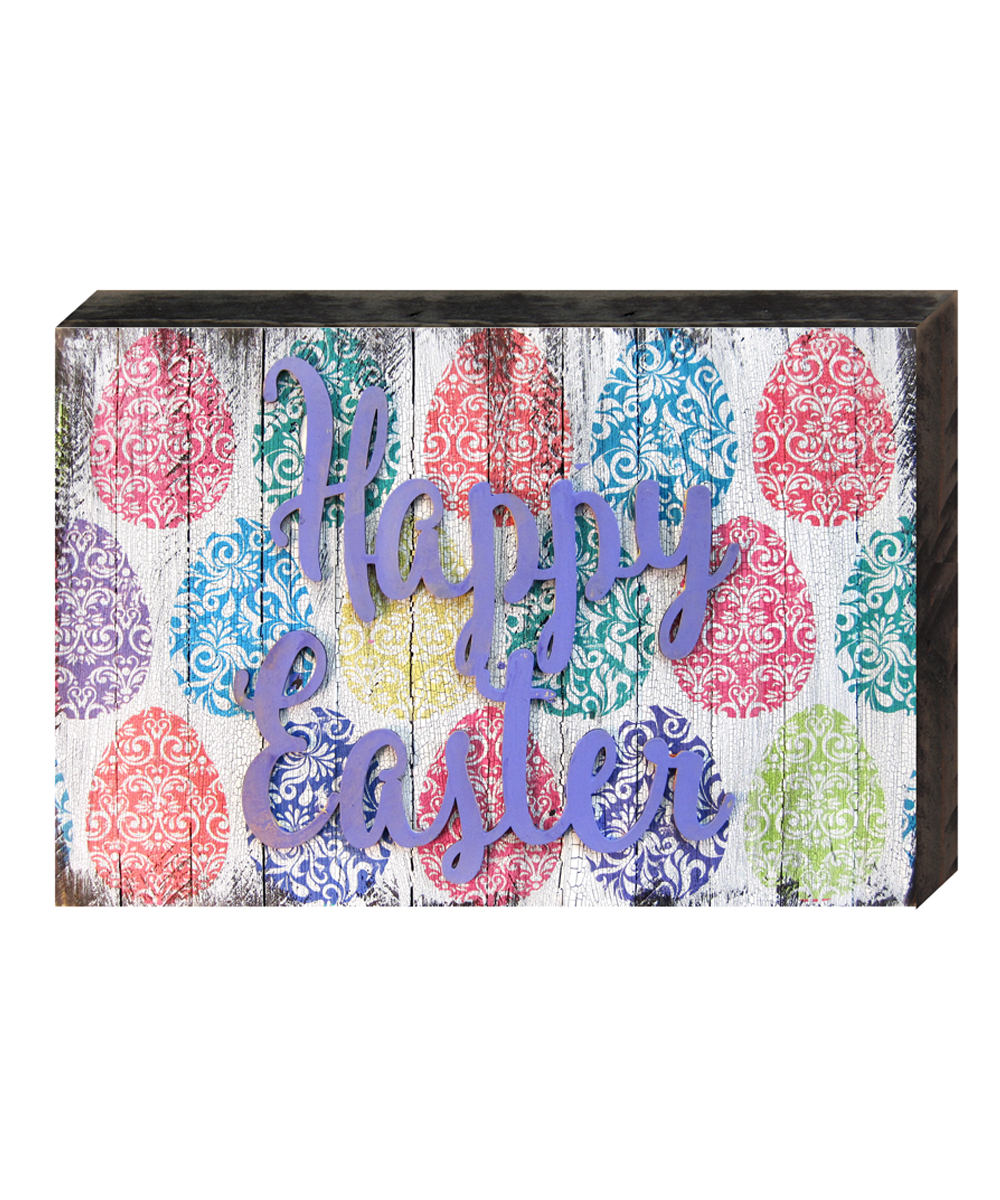 Happy Easter Sign Art on Board Wall Decor